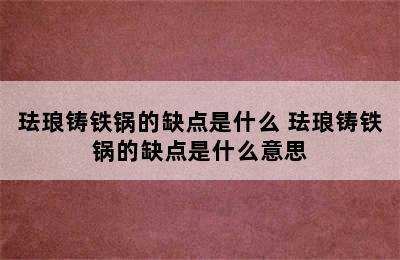 珐琅铸铁锅的缺点是什么 珐琅铸铁锅的缺点是什么意思